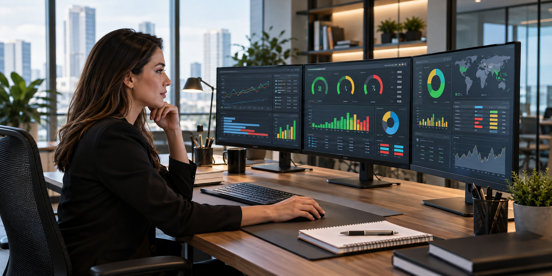 Sala de controle com painéis legíveis e indicadores coloridos bem diferenciados — exemplo de ergonomia cognitiva no ambiente de trabalho